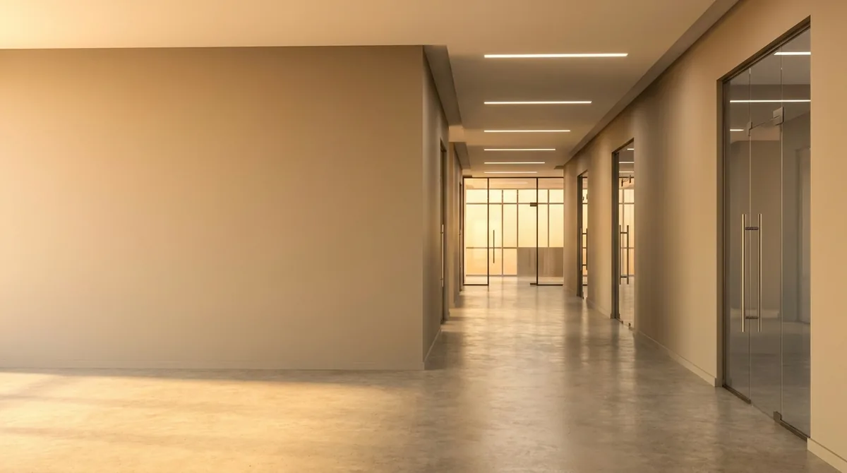 Freshly painted commercial office corridor